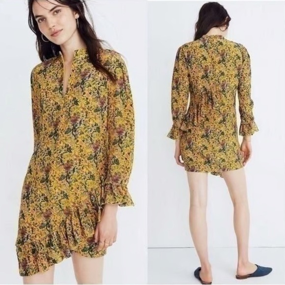 Madewell Dresses & Skirts - Madewell x Karen Walker 100% Silk Ruffle Ditsy Floral Dress Plus size mini